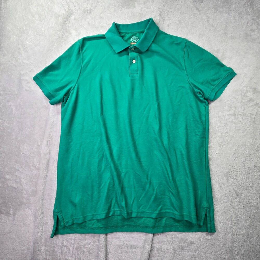 St. John's Bay Polo Men's Large Green Performance Shirt Collared Lightweight